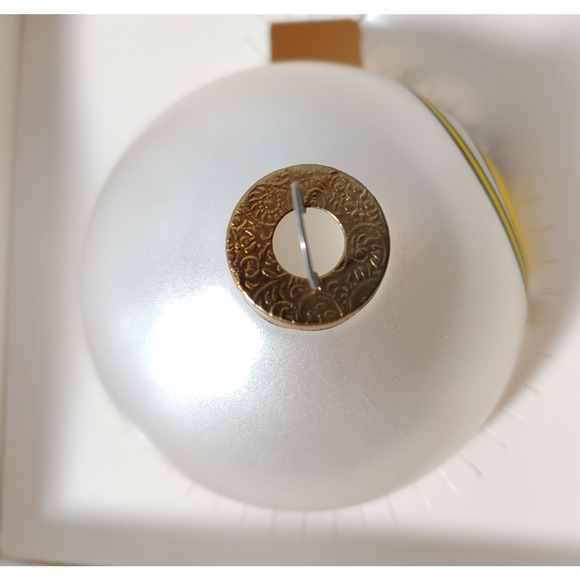 Green Bay Packers Christmas Ornament NFL Football White Glass Original Box - Picture 7 of 8